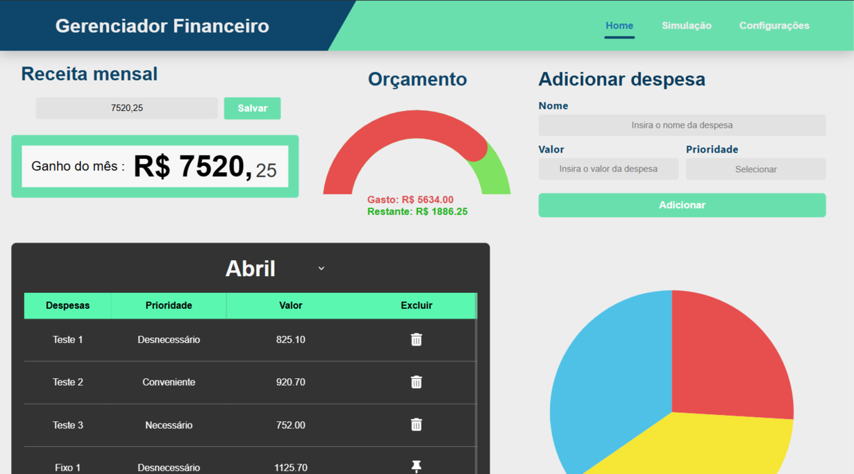 Imagem de projeto de um sistema de gestão financeira feito em Python e Flask